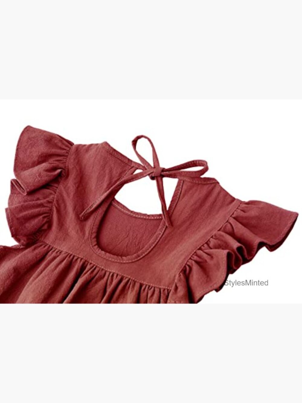 Toddler Girl Cotton Linen Ruffle Halter Sleeveless Sundress - Picture 5 of 5